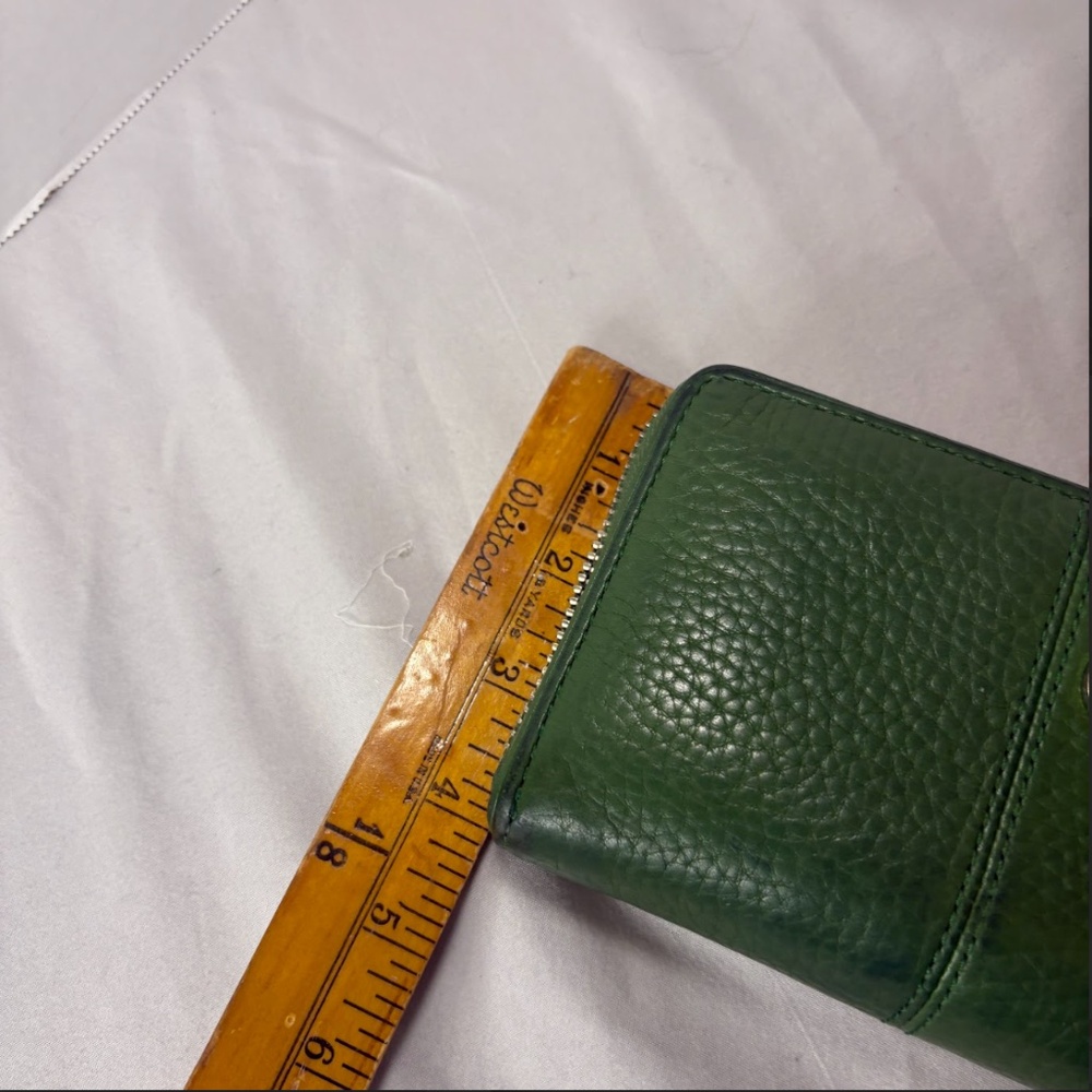 Coach Op Art Long Wallet Leather Green Silver Metal Fittings Round Zipper - Picture 15 of 15